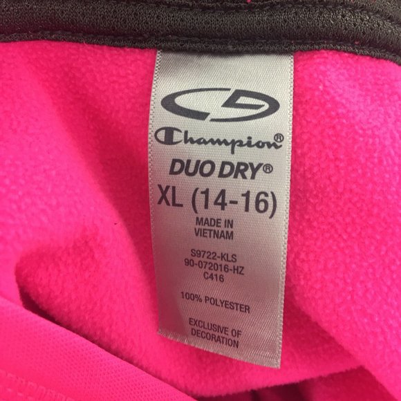 Champion Duo Dry Girls XL Barbiecore Bright Pink POWER WITHIN Hoodie Sweatshirt - Picture 9 of 10